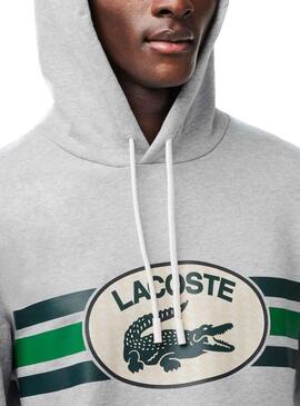 Sweat Lacoste Loose Fit Gris pour Homme