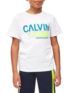 T-Shirt Calvin Klein Star Print  Blanc Enfante