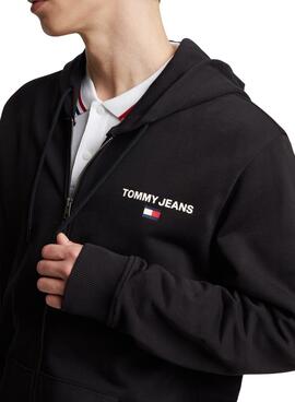Sweat Tommy Jeans Rég Entry Zip Noire Homme