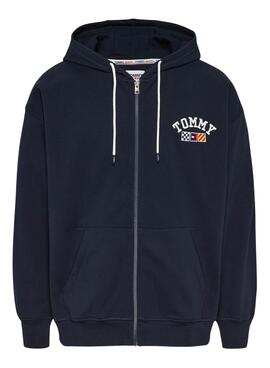 Sweat Tommy Jeans Zip Bleu Marine pour Homme