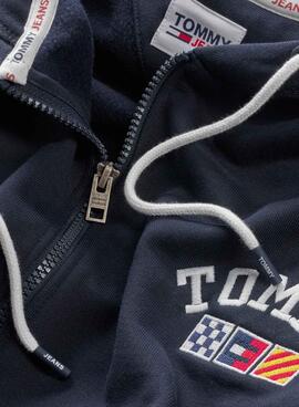 Sweat Tommy Jeans Zip Bleu Marine pour Homme