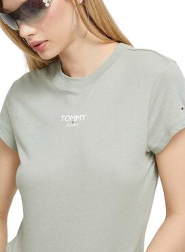 T-Shirt Tommy Jeans Essential Logo Vert Femme