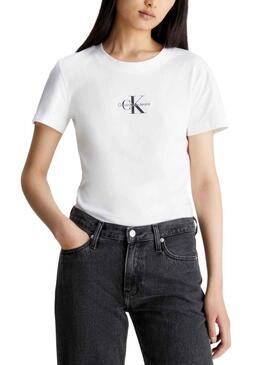 T-Shirt Calvin Klein Jeans Jumpsuitlogo Slim Blanc