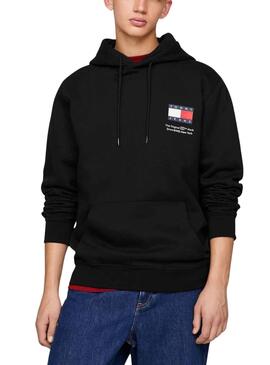 Sweat Tommy Jeans Essential Flag Hood Noire