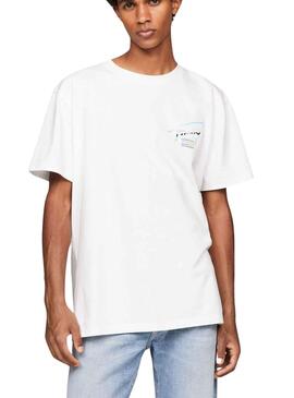 T-Shirt Tommy Jeans Metallique Blanc pour Homme