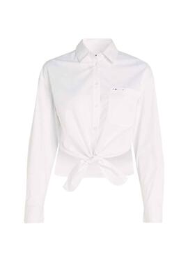 Chemise Tommy Jeans Noeud Frontal Blanc pour Femme