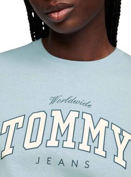 T-Shirt Tommy Jeans Lux universitaire Bleu pour Femme