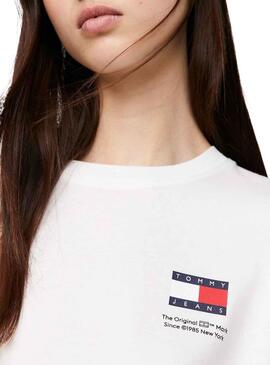 T-Shirt Tommy Jeans Graphique Flag Blanc pour Femme