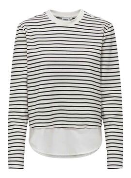 Pull Only Mélange Karin Top Rayures Blanc pour Femme