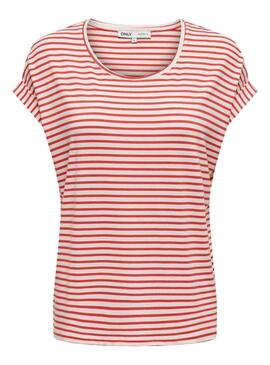 T-Shirt Only Tante Stripe Rouge pour Femme