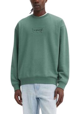 Sweat Levis Relaxed Crew Vert pour Homme