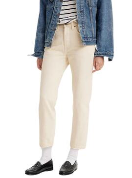 Pantalon Jeans Levis 501 Crop Écru pour Femme