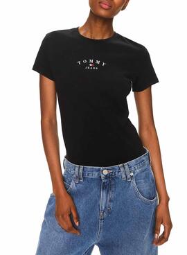 T-shirt Tommy Jeans Slim Essential Noir Femme