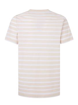 T-shirt Pepe Jeans Striped Eggo Beige pour homme