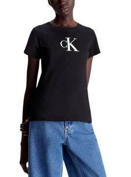 Maillot Calvin Klein Satin Slim Noir pour Femme.