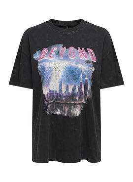 Camiseta Only Lucca Beyond Noir pour Femme