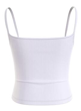 Maillot Tommy Jeans Badge Rib Blanc pour femme.