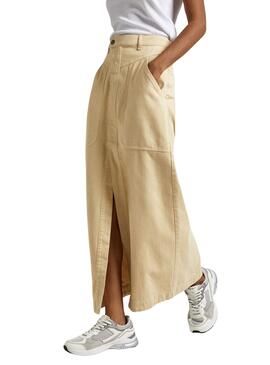Jupe Pepe Jeans Shelby Beige pour Femme