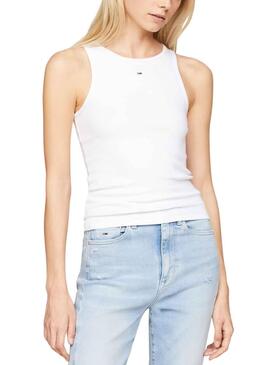 T-shirt Tommy Jeans Essential Blanc pour Femme.
