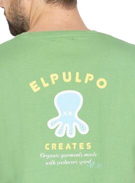 T-shirt Le poulpe imprimé Message Vert Homme