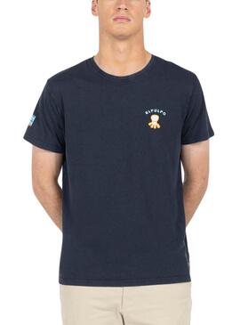 T-shirt Le poulpe imprimé Message Bleu Homme