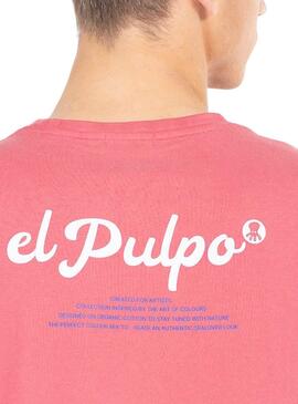 T-shirt Le poulpe imprimé texte rouge rose