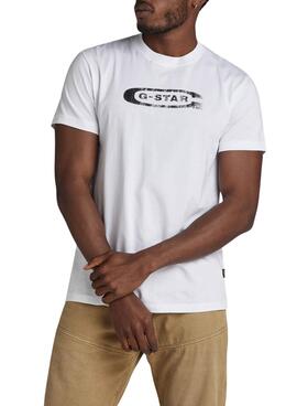 Camiseta G-Star Blanco Distressed pour Homme
