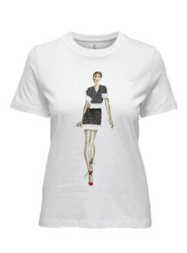 T-shirt Only Molly Ladie Blanc Pour Femme