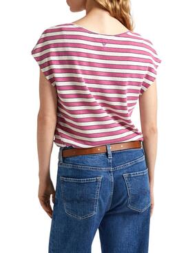 T-shirt Pepe Jeans Khloe Rayures Rose Pour Femme
