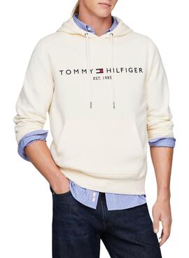 Sweat à capuche Tommy Hilfiger Logo Beige Homme