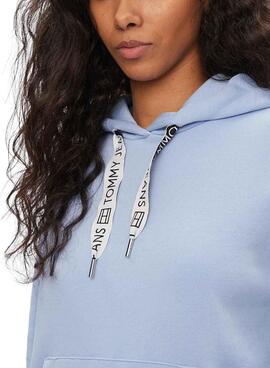 Sudadera Tommy Jeans Drawcord Hoodie Bleu Femme
