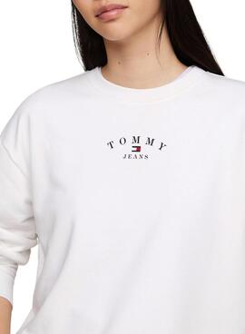 Sweat-shirt Tommy Jeans Essential Logo Blanc Femme