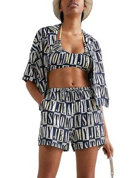 Shorts Tommy Jeans Spellout Bleu Marine pour Femme