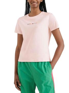 T-Shirt Tommy Jeans Serif Rose pour Femme