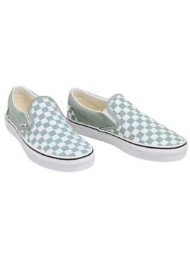 Chaussures Vans Slip-On Checkerboard Bleu pour Femme
