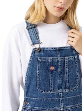 Salopette Dickies Classic Denim Bleu Pour Femme