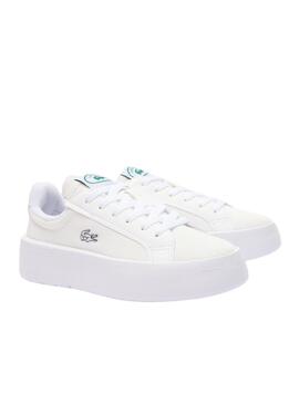 Chaussures Lacoste Carnaby Plat Blanc pour Femme