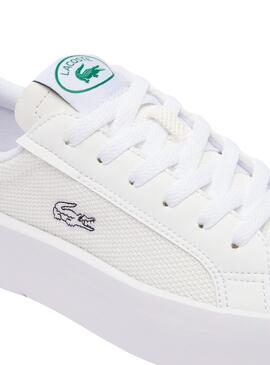 Chaussures Lacoste Carnaby Plat Blanc pour Femme