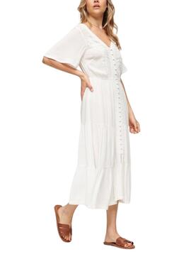 Robe Superdry brodée blanche pour femme