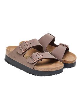 Sandales Birkenstock Arizona Plateforme Taupe pour Femme