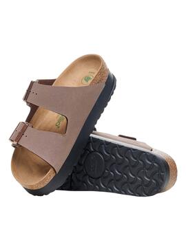 Sandales Birkenstock Arizona Plateforme Taupe pour Femme