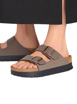 Sandales Birkenstock Arizona Plateforme Taupe pour Femme