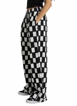 Pantalon Vans Benton Checker Blanc et Noir Pour Femme