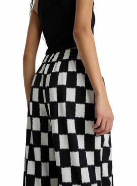 Pantalon Vans Benton Checker Blanc et Noir Pour Femme