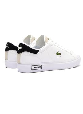 Chaussures Lacoste Powercourt en cuir blanc pour homme.