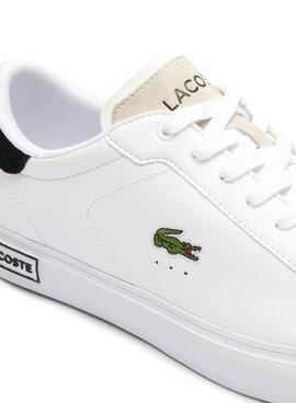 Chaussures Lacoste Powercourt en cuir blanc pour homme.