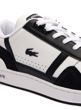 Sneakers Lacoste T-Clip Cuir Blanc Noir Homme