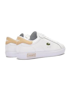 Sneakers Lacoste Powercourt Blanco Beige Mujer se traduce al francés como Baskets Lacoste Powercourt Blanc Beige Femme.