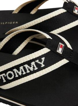 Tongs Tommy Hilfiger Webbing Noir Pour Femme