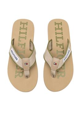 Tongs Tommy Hilfiger Patch Beige pour Homme